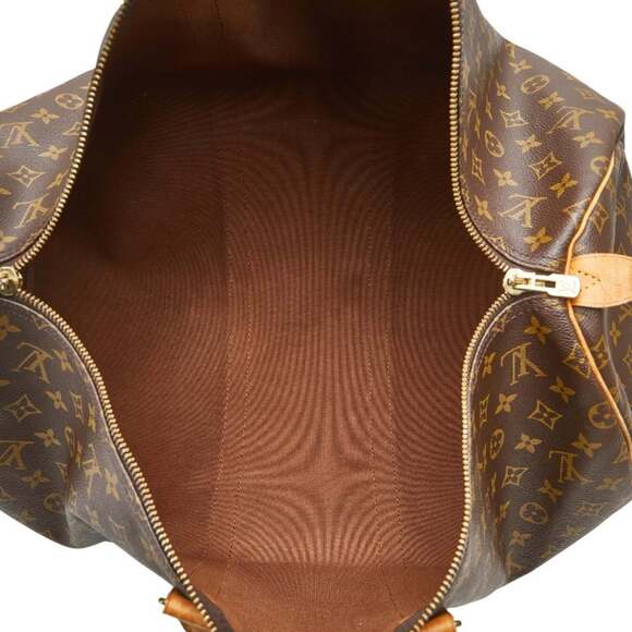 LOUIS VUITTON Brown Monogram Leather Keepall 55 Boston Bag